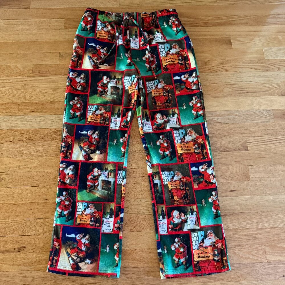 Coca Cola Christmas Santa Mens Flannel Pajama Lounge Pants Size Large